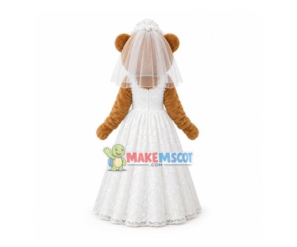 Wedding Dress Bride Brown Bear Mascot Costume Wedding Dress Bride Brown Bear Mascot Costume