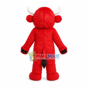 Red Furry Yak Mascot Costume Red Furry Yak Mascot Costume