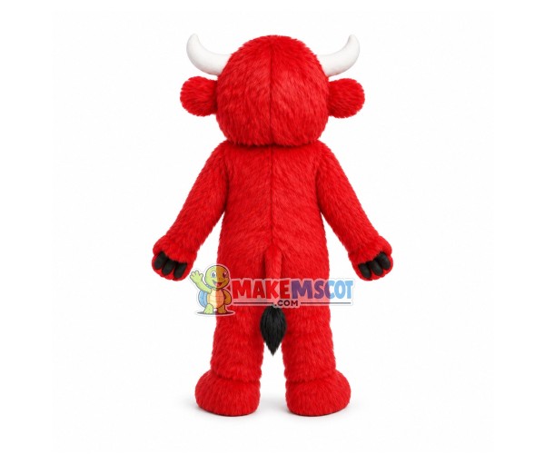 Red Furry Yak Mascot Costume Red Furry Yak Mascot Costume