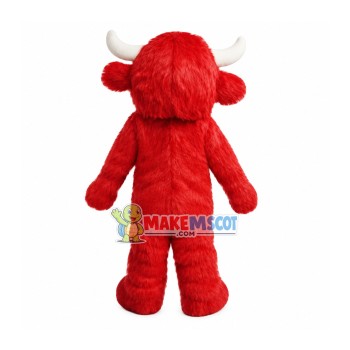 Red Furry Yak Mascot Costume Red Furry Yak Mascot Costume