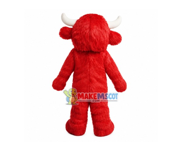 Red Furry Yak Mascot Costume Red Furry Yak Mascot Costume
