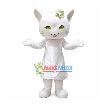 Eleghant White Cat Mascot Costume Eleghant White Cat Mascot Costume