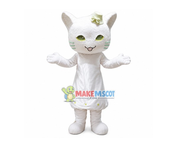 Eleghant White Cat Mascot Costume Eleghant White Cat Mascot Costume