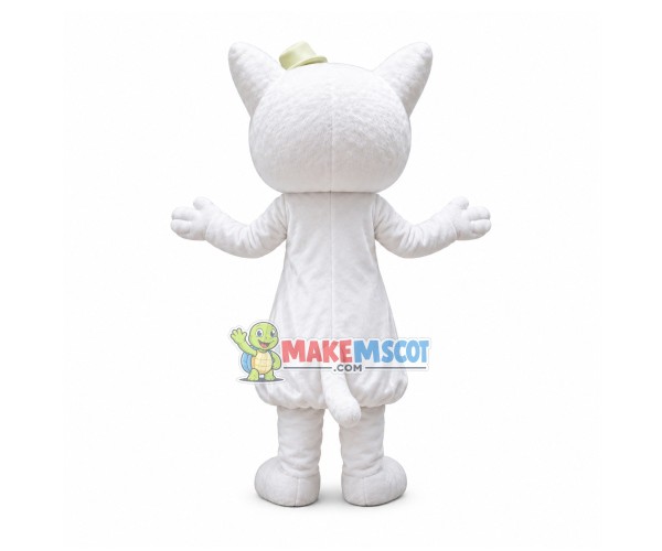 Eleghant White Cat Mascot Costume