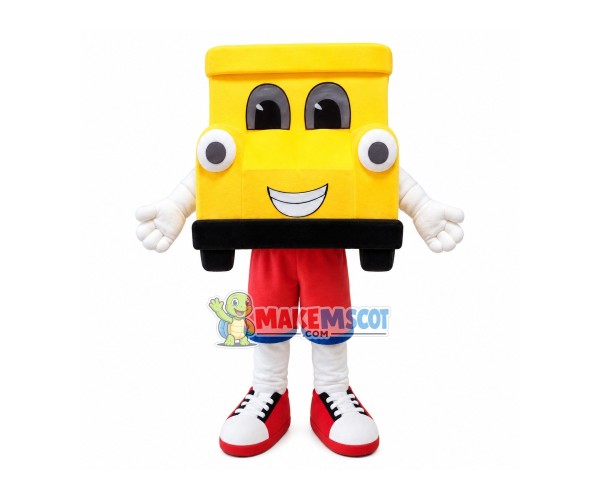 Cartoon Yellow Locomotive Mascot Costume Cartoon Yellow Locomotive Mascot Costume