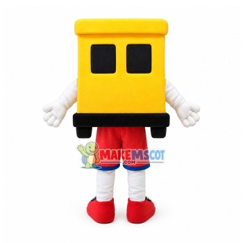 Cartoon Yellow Locomotive Mascot Costume Cartoon Yellow Locomotive Mascot Costume
