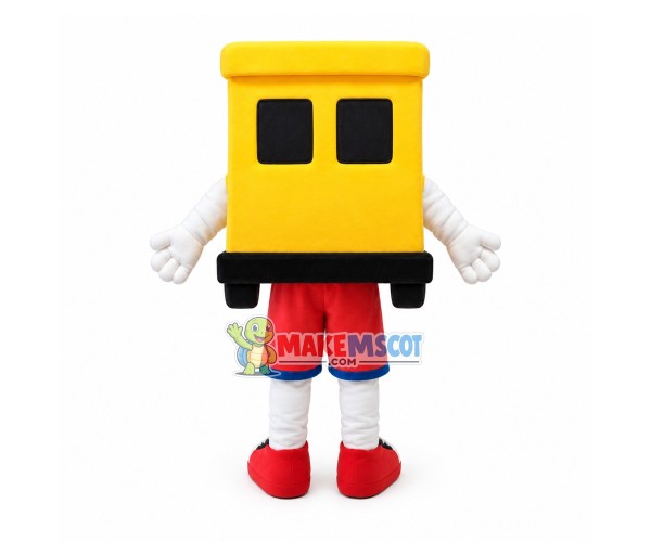 Cartoon Yellow Locomotive Mascot Costume Cartoon Yellow Locomotive Mascot Costume