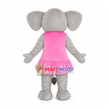 Girl Elephant In Pleated Skirt Mascot Costume Girl Elephant In Pleated Skirt Mascot Costume