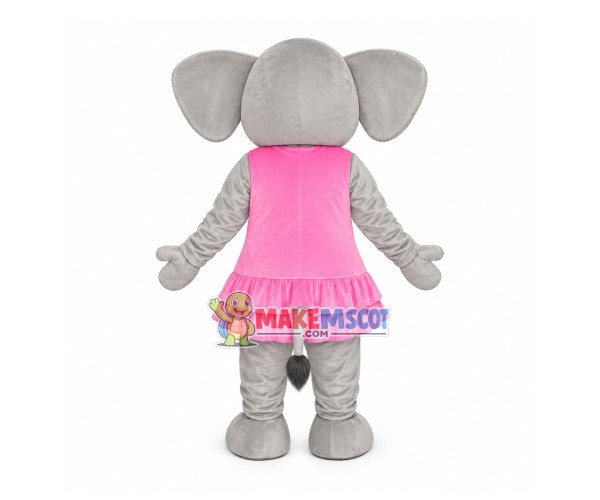 Girl Elephant In Pleated Skirt Mascot Costume Girl Elephant In Pleated Skirt Mascot Costume
