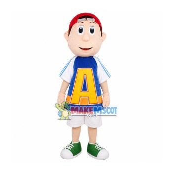 Little Boy In Jersey Mascot Costume