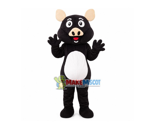 Slim Cute Black Pig Mascot Costume