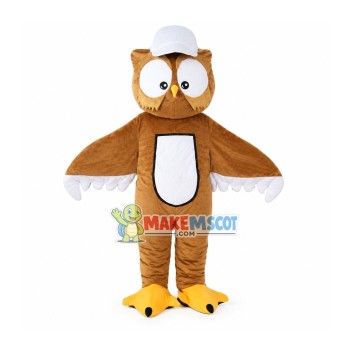 Owl With Baseball Cap Mascot Costume