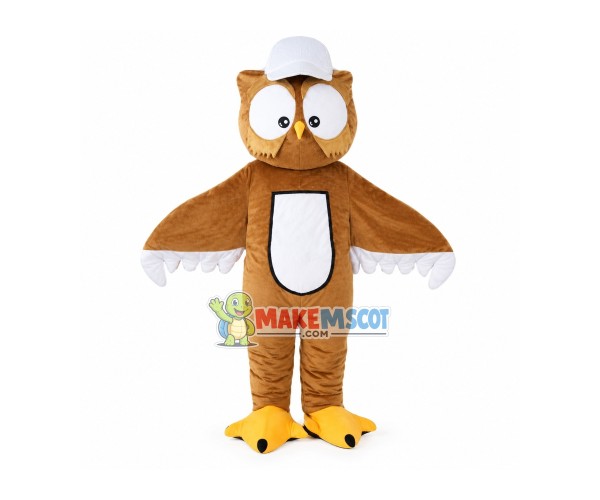 Owl With Baseball Cap Mascot Costume Owl With Baseball Cap Mascot Costume