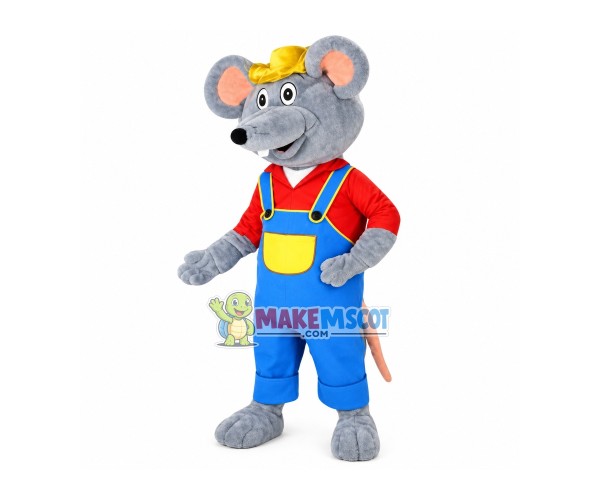Grey Mouse In The Red Shirt Mascot Costume Grey Mouse In The Red Shirt Mascot Costume