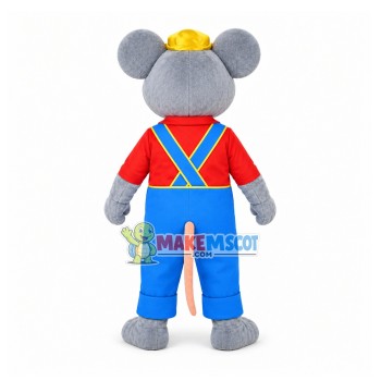 Grey Mouse In The Red Shirt Mascot Costume Grey Mouse In The Red Shirt Mascot Costume