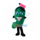 Green Eggplant With Bow Mascot Cartoon Costume Green Eggplant With Bow Mascot Cartoon Costume