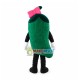 Green Eggplant With Bow Mascot Cartoon Costume Green Eggplant With Bow Mascot Cartoon Costume