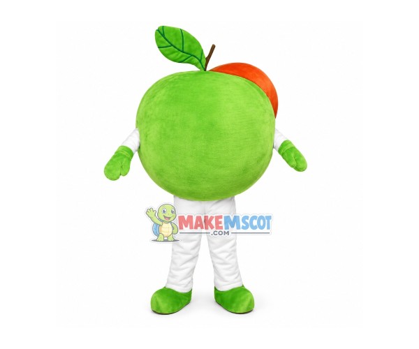 Green Apple With Leaves Mascot Costume Green Apple With Leaves Mascot Costume