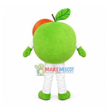 Green Apple With Leaves Mascot Costume Green Apple With Leaves Mascot Costume