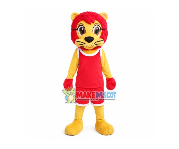 Basketball Player Red Lion Mascot Costume Basketball Player Red Lion Mascot Costume