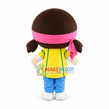 Pink Turban Big Head Girl Mascot Costume Pink Turban Big Head Girl Mascot Costume