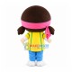 Pink Turban Big Head Girl Mascot Costume Pink Turban Big Head Girl Mascot Costume