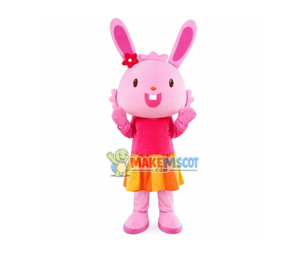 Lovely Pink Rabbit In Skirt Mascot Costume Lovely Pink Rabbit In Skirt Mascot Costume