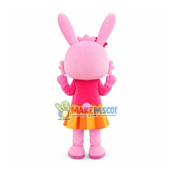 Lovely Pink Rabbit In Skirt Mascot Costume