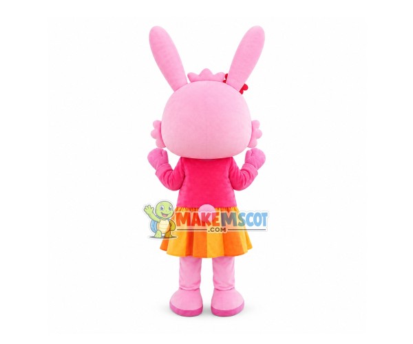 Lovely Pink Rabbit In Skirt Mascot Costume Lovely Pink Rabbit In Skirt Mascot Costume