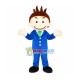 Salesman In The Blue Suit Mascot Costume