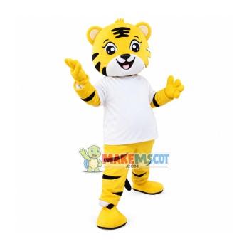 Little Tiger In White Top Mascot Costume Little Tiger In White Top Mascot Costume