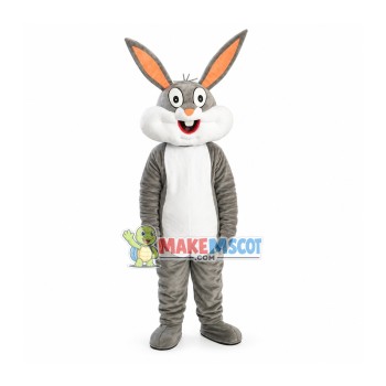 Easter Gray Bunny Cartoon Mascot Costume