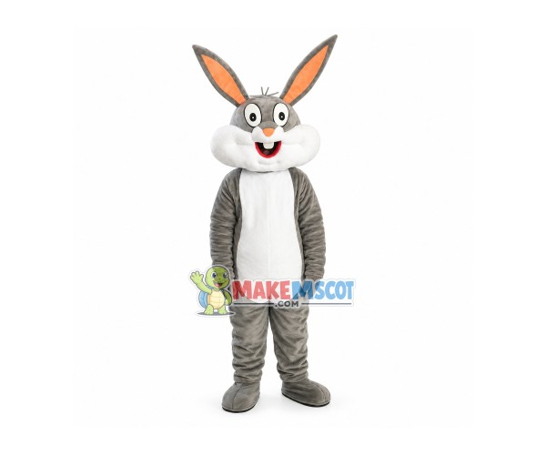 Easter Gray Bunny Cartoon Mascot Costume Easter Gray Bunny Cartoon Mascot Costume