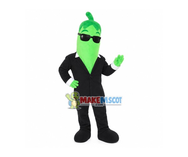 Green Eggplant With Sunglasses Mascot Costume