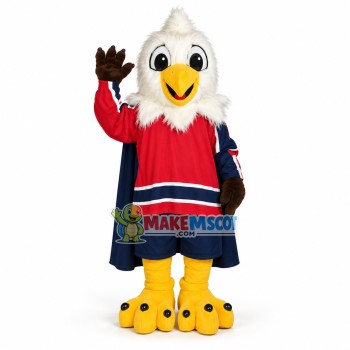 White Furry Captain Eagle Mascot Costume White Furry Captain Eagle Mascot Costume