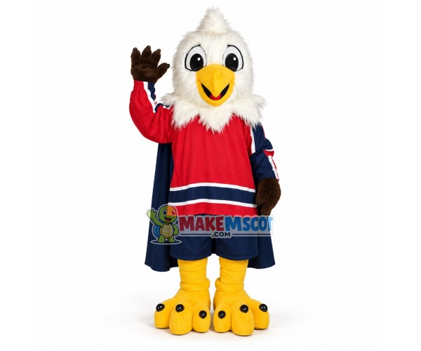 White Furry Captain Eagle Mascot Costume White Furry Captain Eagle Mascot Costume