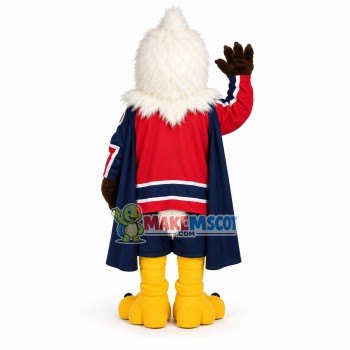 White Furry Captain Eagle Mascot Costume White Furry Captain Eagle Mascot Costume