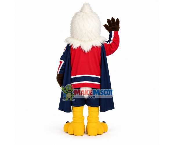 White Furry Captain Eagle Mascot Costume White Furry Captain Eagle Mascot Costume