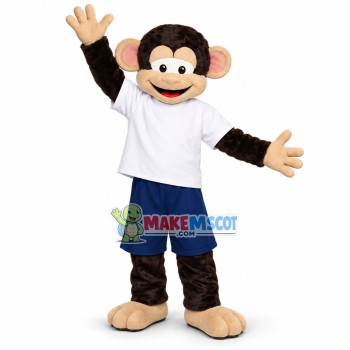 Glad Monkey In The White Shirt Mascot Costume Glad Monkey In The White Shirt Mascot Costume