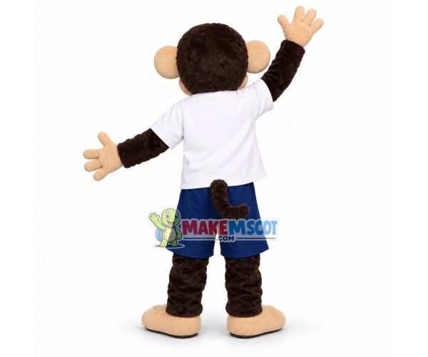 Glad Monkey In The White Shirt Mascot Costume Glad Monkey In The White Shirt Mascot Costume