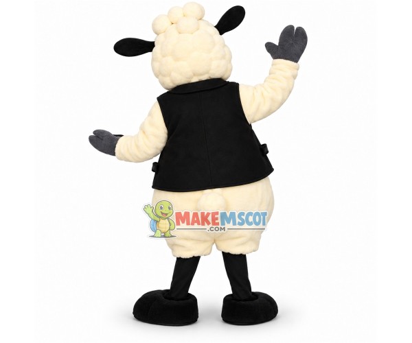 Mild Sheep Wearing Vest Coat Mascot Costume Mild Sheep Wearing Vest Coat Mascot Costume