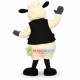 Mild Sheep Wearing Vest Coat Mascot Costume Mild Sheep Wearing Vest Coat Mascot Costume