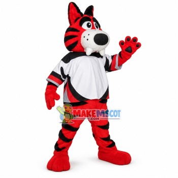 Orange Tiger Showing Fangs Mascot Costume