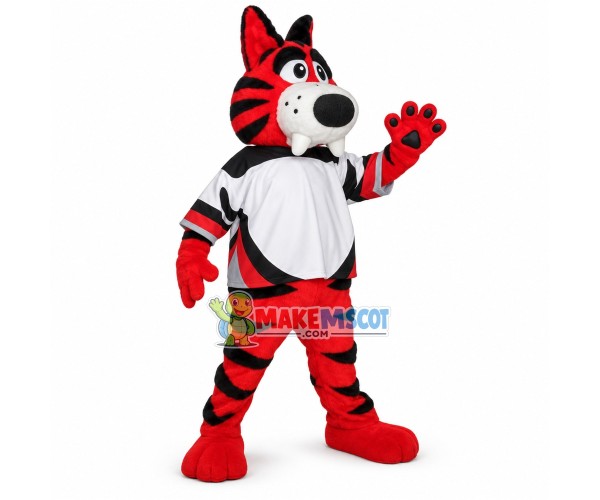 Orange Tiger Showing Fangs Mascot Costume Orange Tiger Showing Fangs Mascot Costume