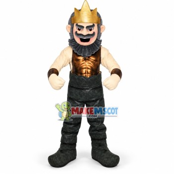 Muscular Old King With Armor Mascot Costume