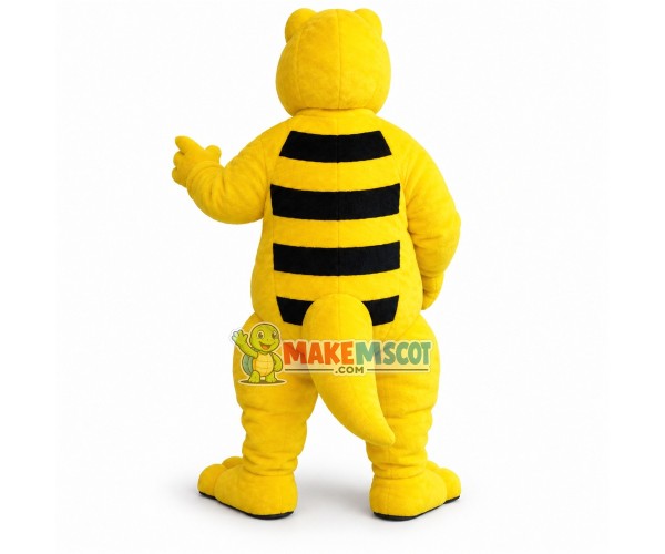 Fierce Yellow Striped Dinosaur Mascot Costume Fierce Yellow Striped Dinosaur Mascot Costume