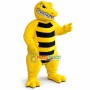 Fierce Yellow Striped Dinosaur Mascot Costume
