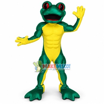 Muscle Frog With Red Eyes Mascot Costume