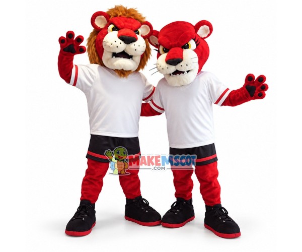 Pair of Team Tiger Partner Mascot Costume Pair of Team Tiger Partner Mascot Costume