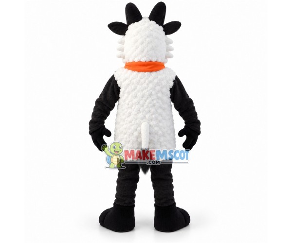 Soft Goat With Orange Scarf Mascot Costume Soft Goat With Orange Scarf Mascot Costume